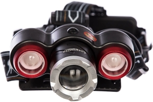 Налобный фонарь Следопыт Смит, 3L zoom, аккум, 220B+12B