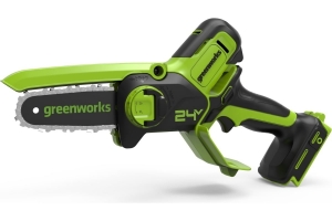 Цепная мини пила аккумуляторная GreenWorks 24V, 10см, c 1хАКБ 2Ач с USB и ЗУ